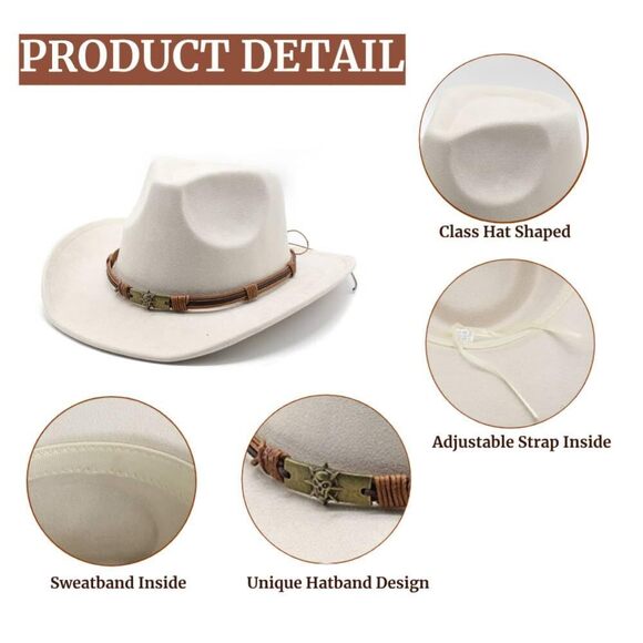 2885 Cowboy Hat, Unisex Western Suede Hat, Adjustable Fit, Beige